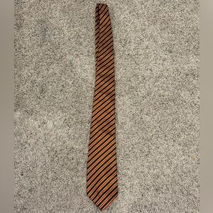 J. Crew Black and Orange Striped Silk Tie